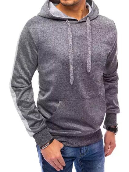 Tmavosivá pánska mikina s pruhom na rukávoch