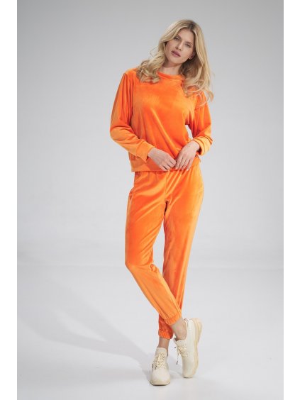 Oranžové velúrové tepláky