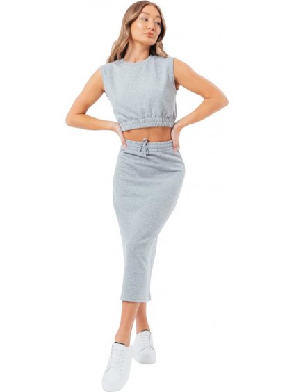 SIVÁ DÁMSKA SÚPRAVA SUKNE A TOPU JUSTHYPE SWEAT MIDI SKIRT LOUNGEWEAR SET