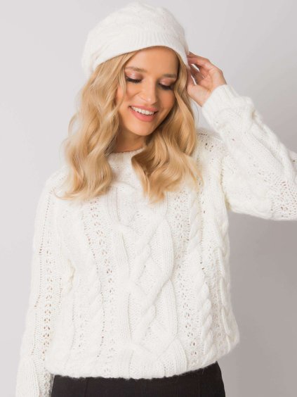 Smotanová pletená čiapka so šiltom