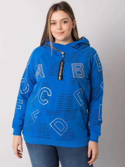 Modrá dámska mikina s potlačou písmen