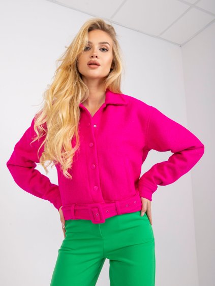 Fuchsiová crop bunda s pásikom Francine