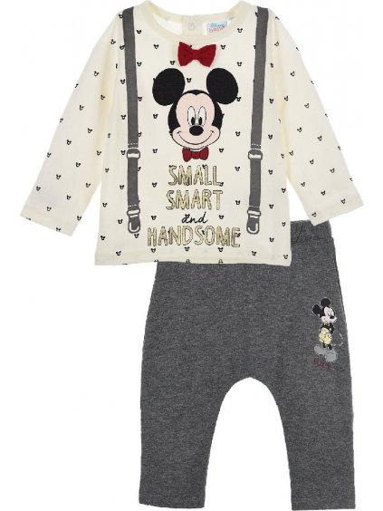 Krémovo-sivá sada Mickey Mouse - Small, Smart and Handsome