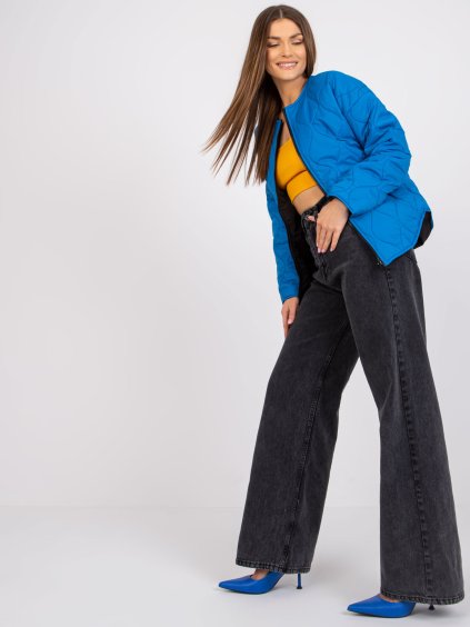 Modrá bunda Everly s prešívaním a bez goliera