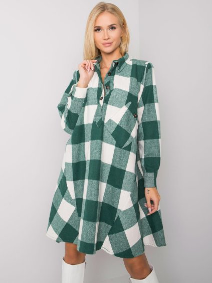 Zeleno-biele kockované košeľové šaty (Veľkosť ONE SIZE)