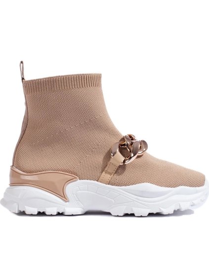 BÉŽOVÉ NAZÚVACIE SNEAKERSY S RETÍZKOM