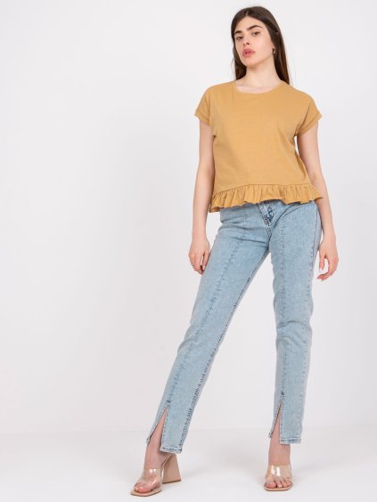 Béžové tričko s volánom Hierro