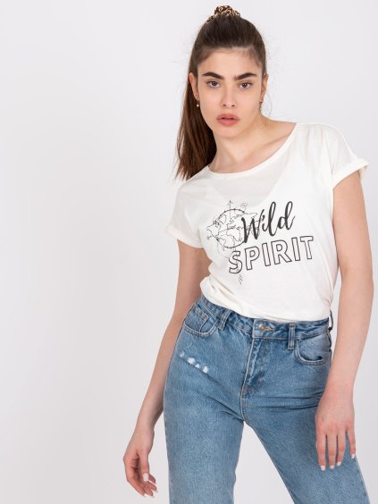 Smotanové tričko Cabrera s potlačou a nápisom "Wild Spirit"