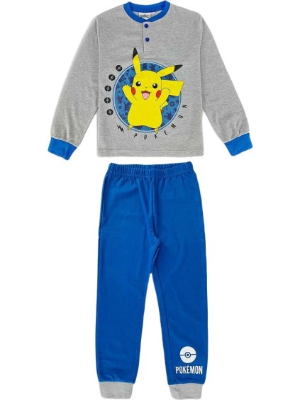 Sivo-modré chlapčenské pyžamo Pokemon Pikachu