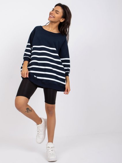 Tmavomodré oversize pruhované tričko