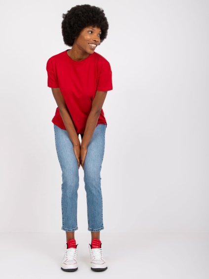 Vínové basic tričko ku krku Honorine