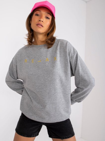 Sivá mikina Damiette s nápisom "Relax"
