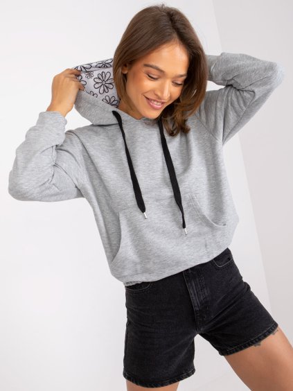 Sivá mikina Palencia s potlačou v kapucni