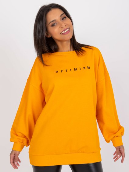 Oranžová mikina Miley s nápisom "Optimism"