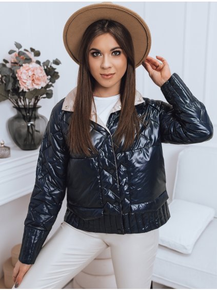 Tmavomodro-béžová obojstranná bunda ELBRA