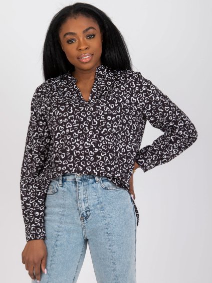 Čierna košeľa Inesa so srdiečkami