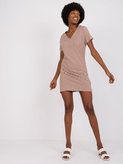 Hnedé pruhované šaty