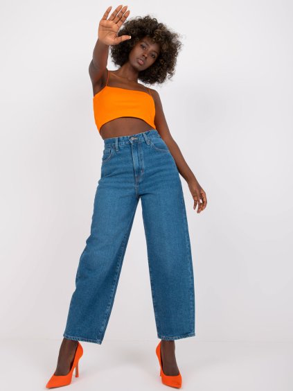 Modré džínsy rovného širokého strihu Azalia