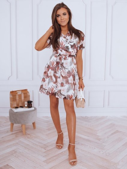 Biele šaty s motívom kvetín a listov