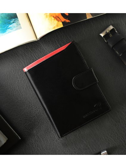 Ronaldo Čierna peňaženka s červenou vsadkou K039