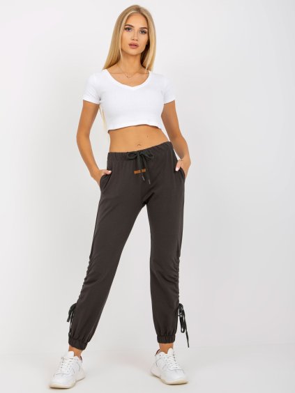 Khaki tepláky so stiahnutím