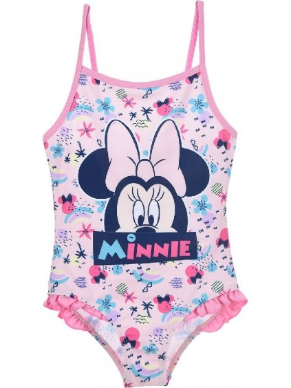 Svetloružové jednodielne plavky Minnie Mouse