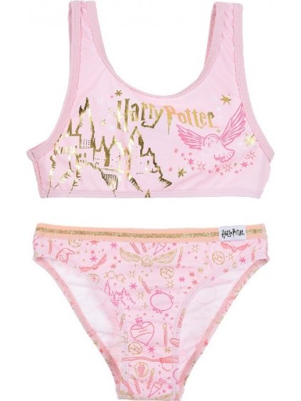 Svetloružové dvojdielne plavky Harry Potter