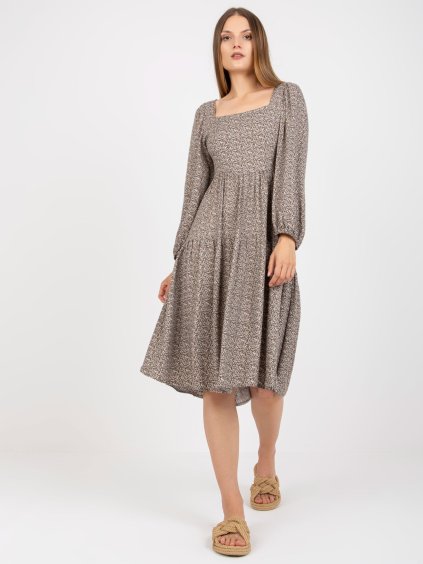 Béžové vzorované midi šaty Nicole