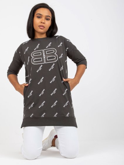 Khaki dlhšie tričko s potlačou