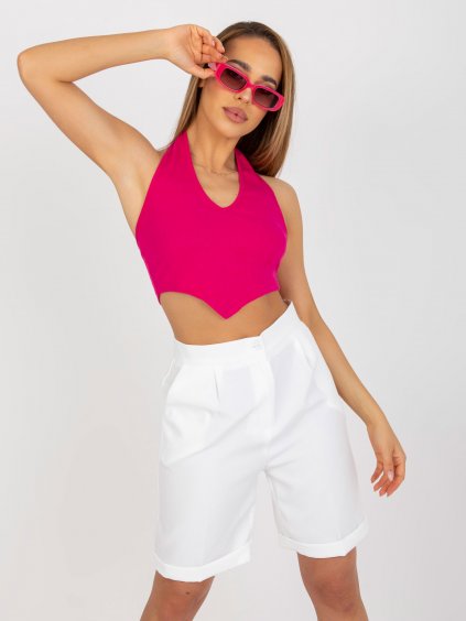 FUCHSIOVÝ ŽEBROVANÝ CROP TOP