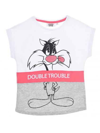 Bielo-sivé dievčenské tričko Looney Tunes (Veľkosť 98)