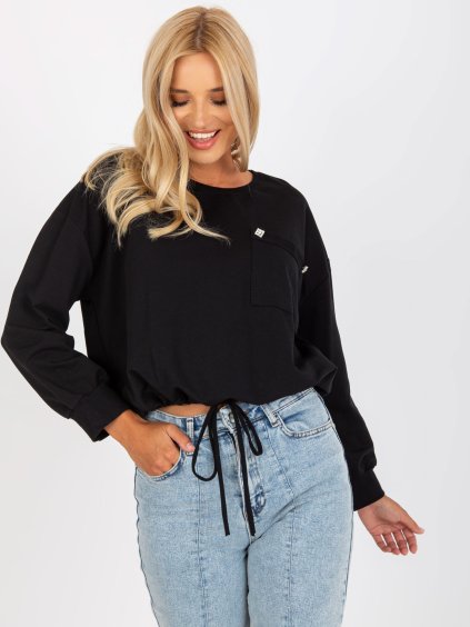 Čierna mikina s viazaním v páse