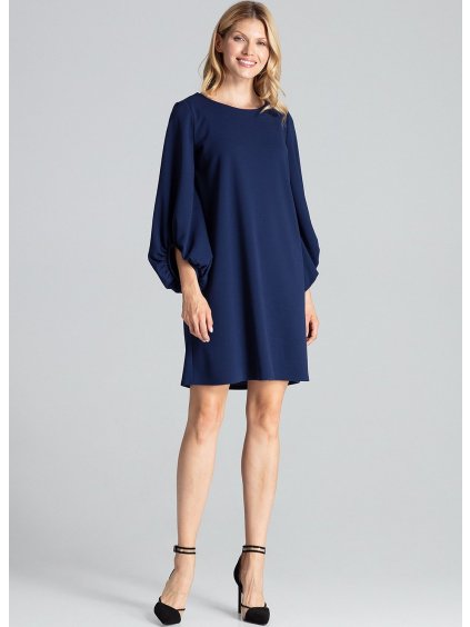 Šaty s nadýchanými rukávmi M693 Navy