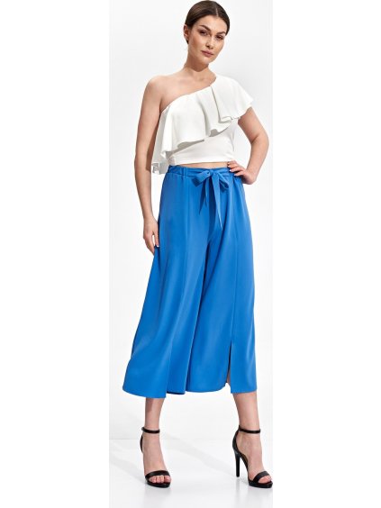 Modré široké letné nohavice s rozporkami