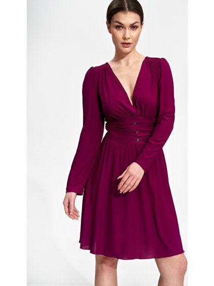 Tmavoružové šaty v retro štýle