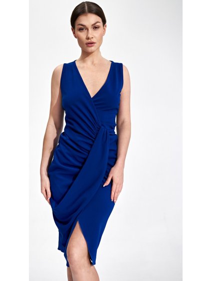 Zafírovo modré elegantné koktailové  šaty