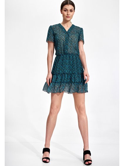 Tmavozelené ľahké šaty z šifónu