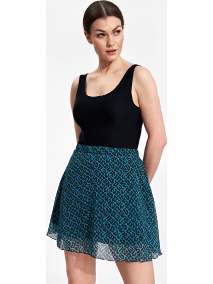 Tmavozelená sukňa s drobnými kvetmi