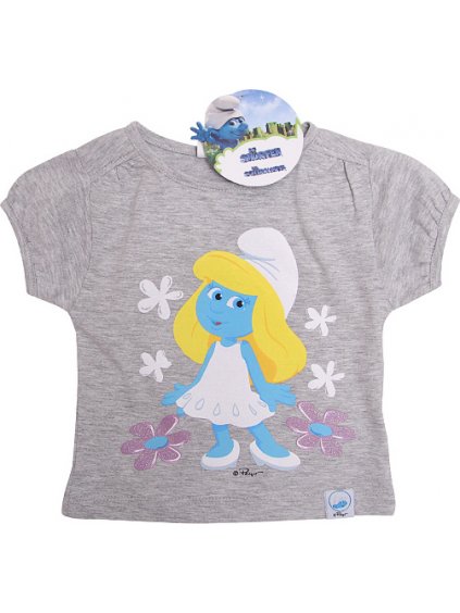 Šmolkovia - sivé dievčenské tričko