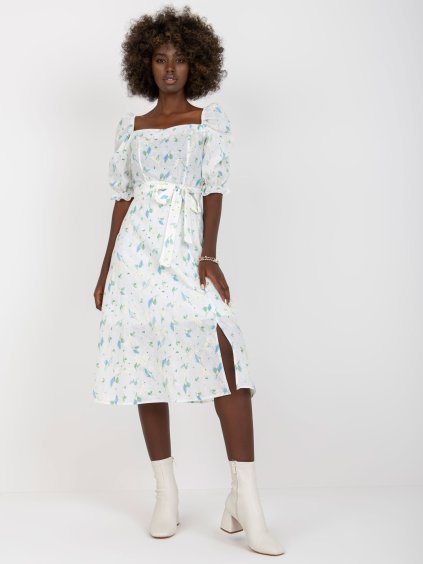 Biele šaty s vyšívanými kvetinami Andrea