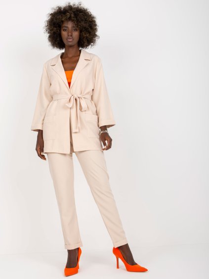 Béžový komplet blejzra a nohavíc