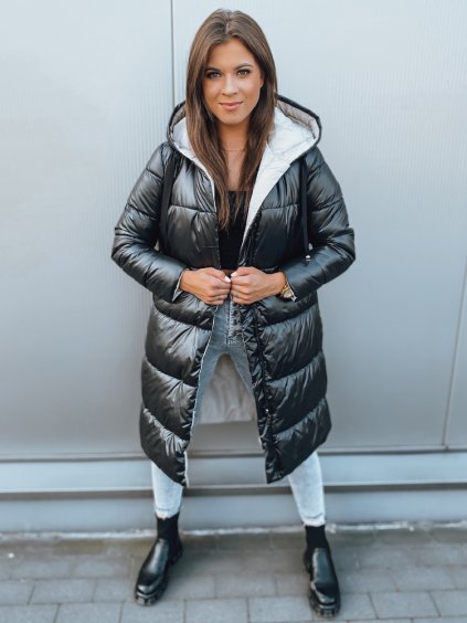 Čierny obojstranný dlhý kabát KERMIT