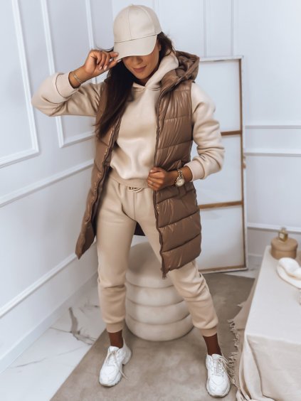 Hnedá lesklá prešívaná vesta ARAS