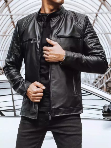 Čierna pánska koženková bunda