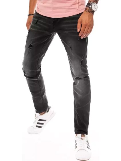 Čierne dierované džínsy s jemným tieňovaním