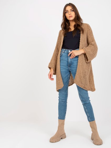 Tmavobéžový pletený kardigan