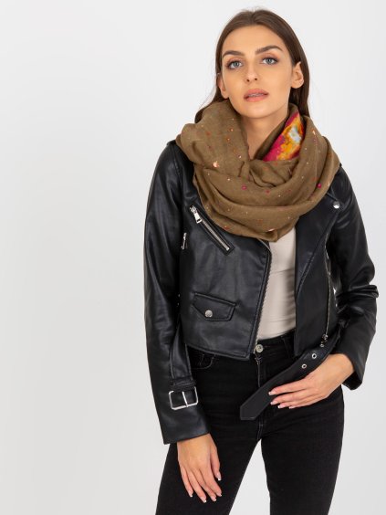 Khaki šatka s vesmírnou potlačou