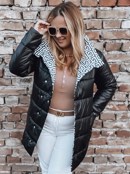 Čierna prechodná bunda s golierom VETIS