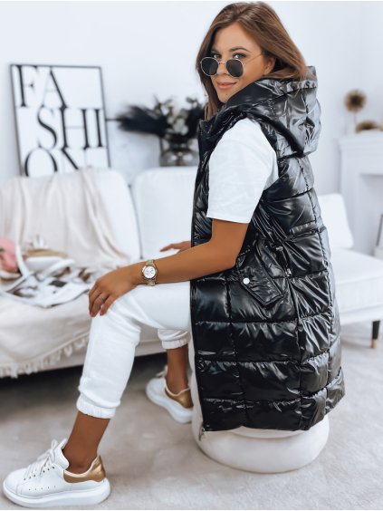 Čierna lesklá vesta LUCI