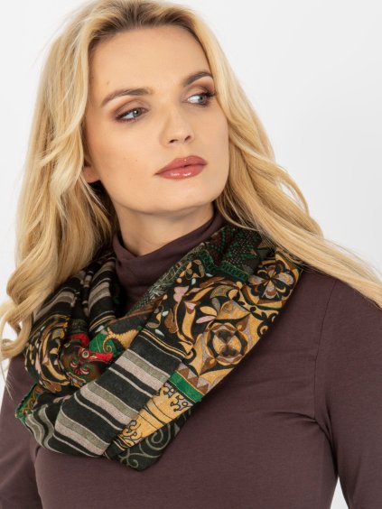 Vzorovaná dámska šatka - khaki